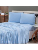 Jogo cama lençol sonnet casal padrão malha lisa 100% algodão macio 4 peças - azul turquesa