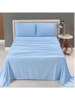 Jogo cama lençol sonnet casal padrão malha lisa 100% algodão macio 4 peças - azul turquesa