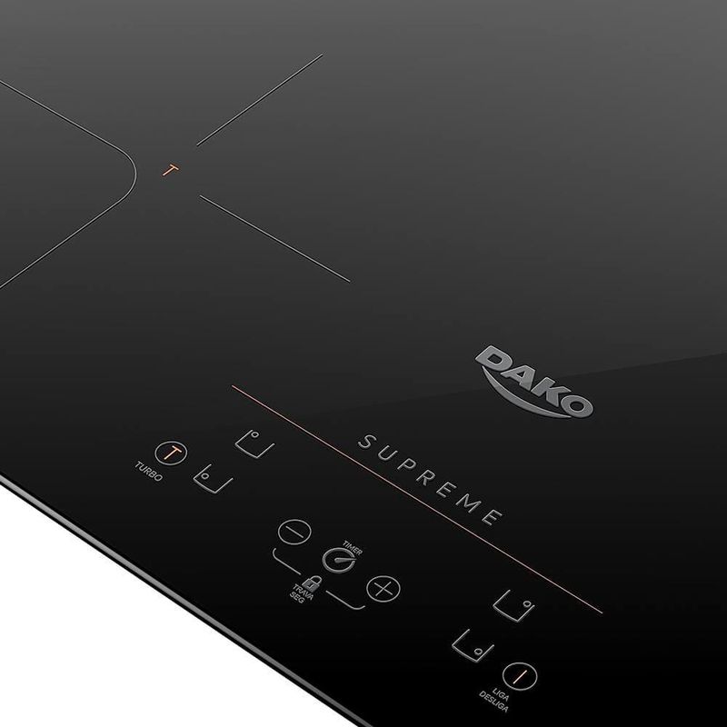 Cooktop de indução dako supreme 4 bocas trava de segurança preto 220v