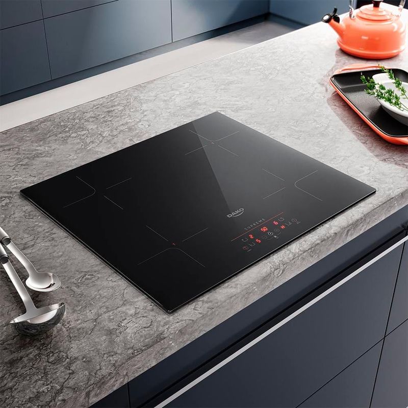 Cooktop de indução dako supreme 4 bocas trava de segurança preto 220v