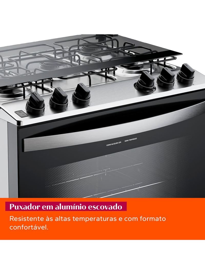Fogão 5 bocas brastemp bfs5ndb forno 96l queimadores rápidos bivolt branco