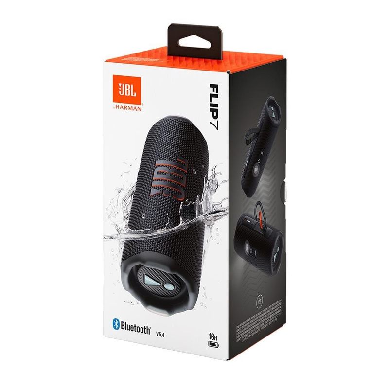 Caixa de som jbl flip 7 com bluetooth e à prova d`água, potência 35w preta - bivolt