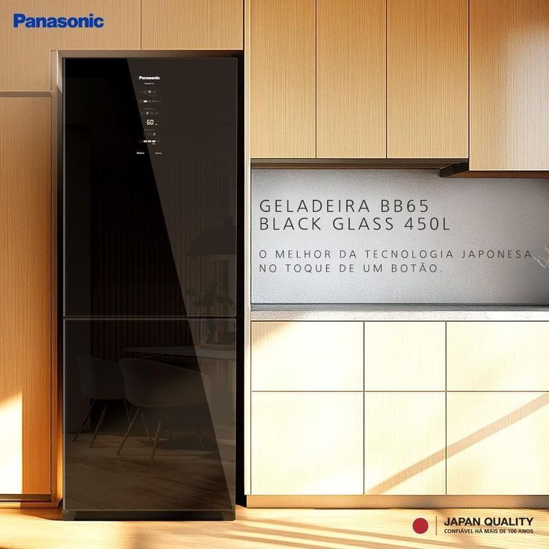 Geladeira panasonic bb65b frost free 467l inverse black glass
