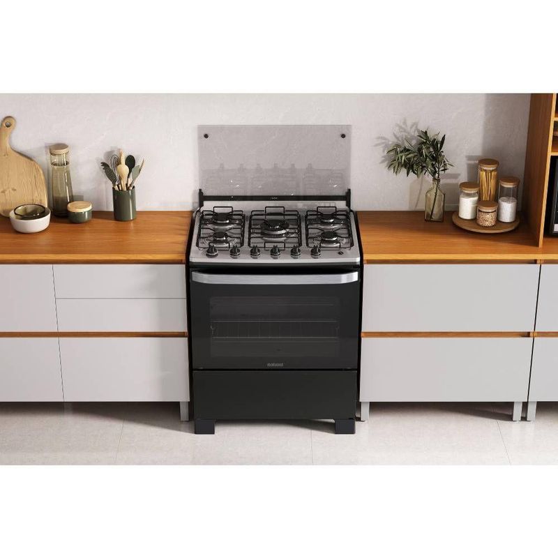 Fogao Itatiaia Itachef 5 Bocas Mesa De Inox Preto Tripla Chama Bivolt (3700000500)