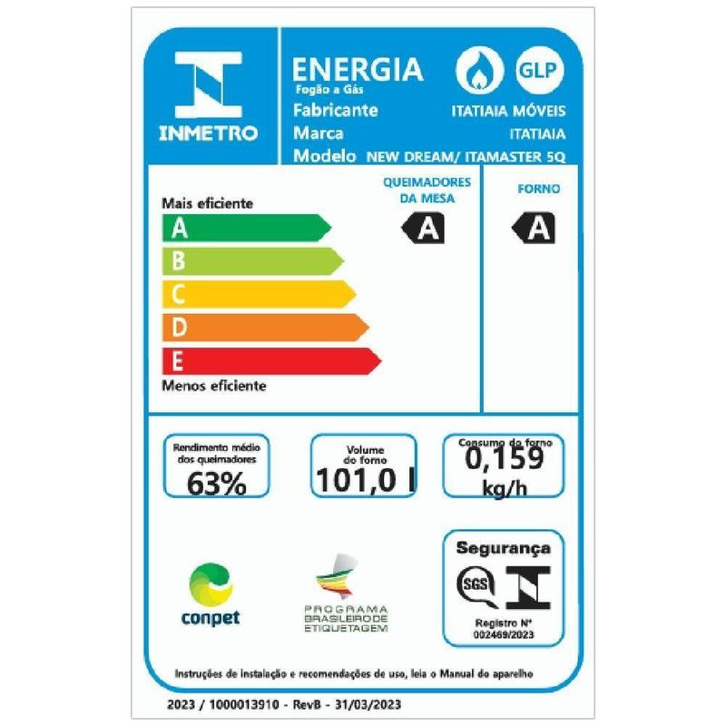 Fogao Itatiaia Itachef 5 Bocas Mesa De Inox Preto Tripla Chama Bivolt (3700000500)