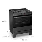 Fogão Esmaltec Ideal Super 5 Bocas Preto Mesa de Vidro Bivolt F5VAP