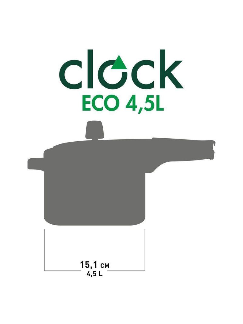 Panela de pressão clock 4,5 litros eco polida fechamento interno prata