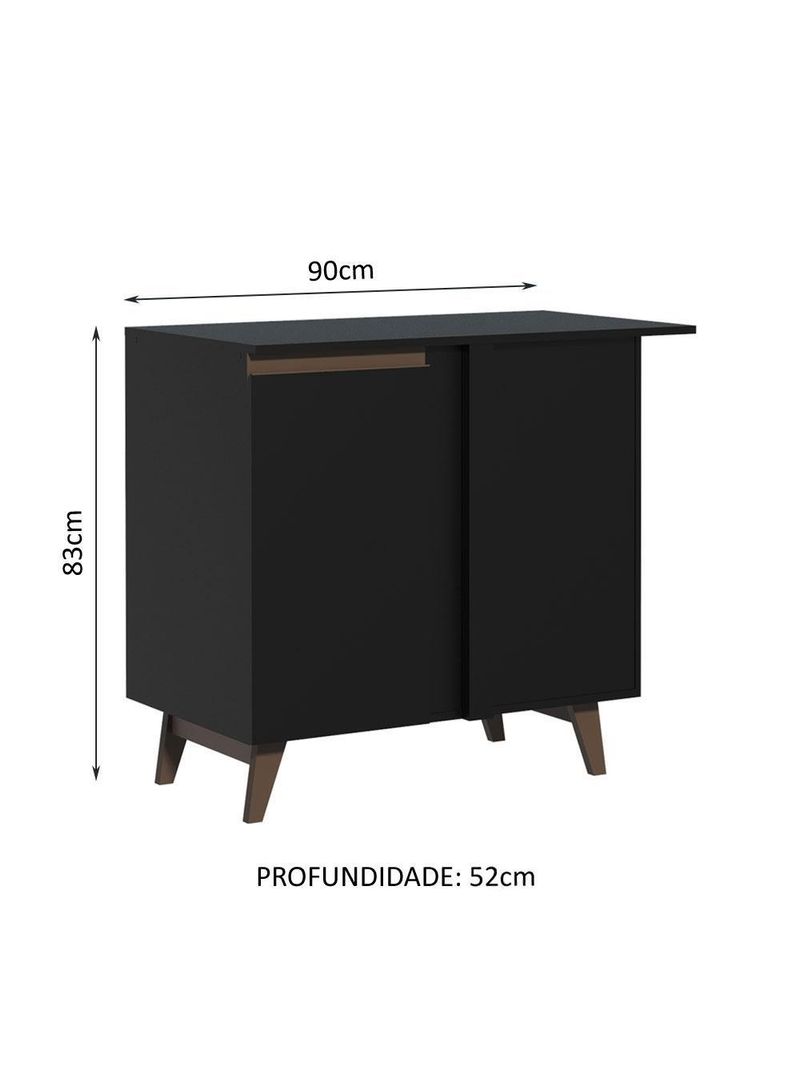 Balcão armário de cozinha de canto 1 porta preto reims madesa