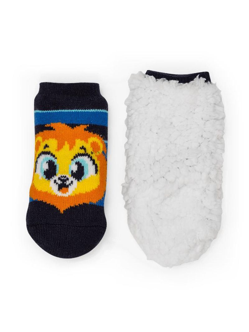 Meia botinha bebê tricot leão