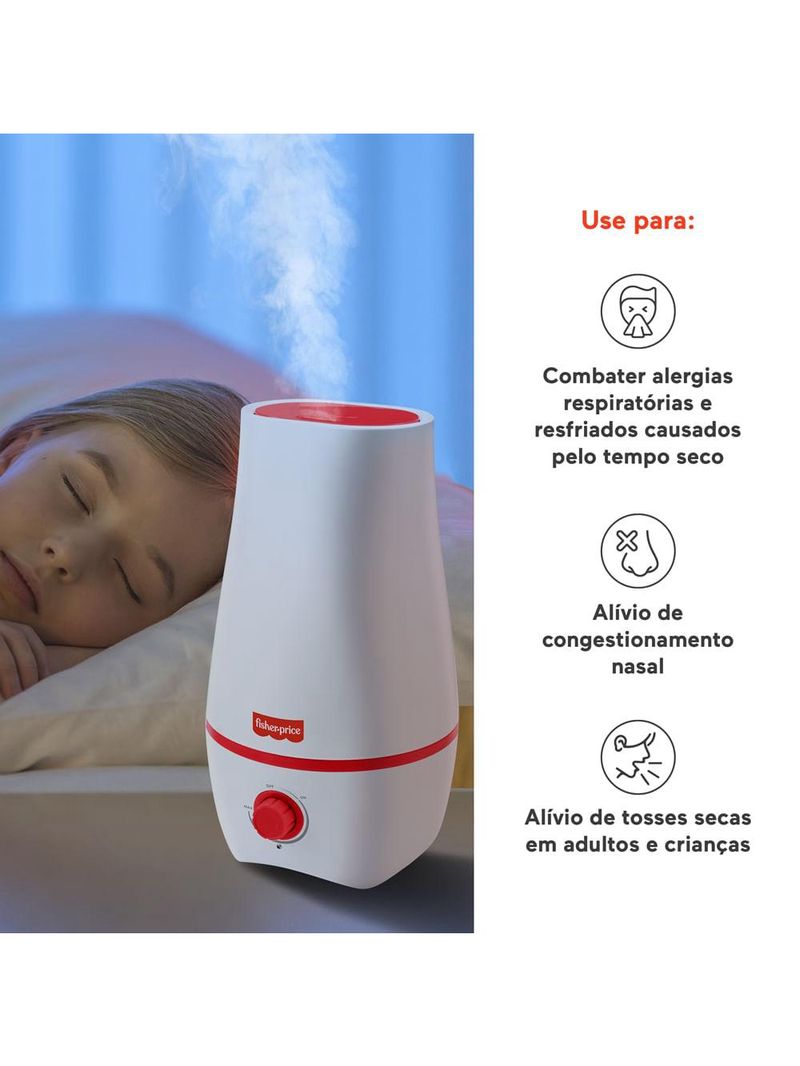 Umidificador de ar ultrassônico 2,2l bivolt automático fisher price - hc055
