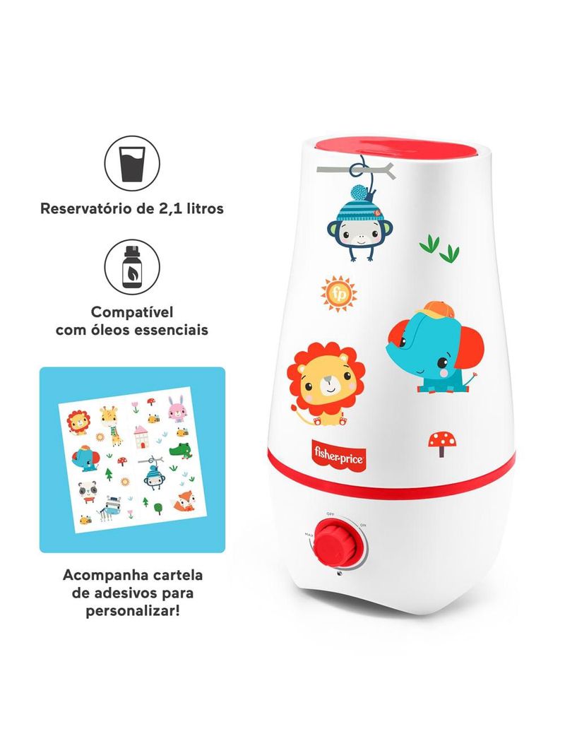 Umidificador de ar ultrassônico 2,2l bivolt automático fisher price - hc055