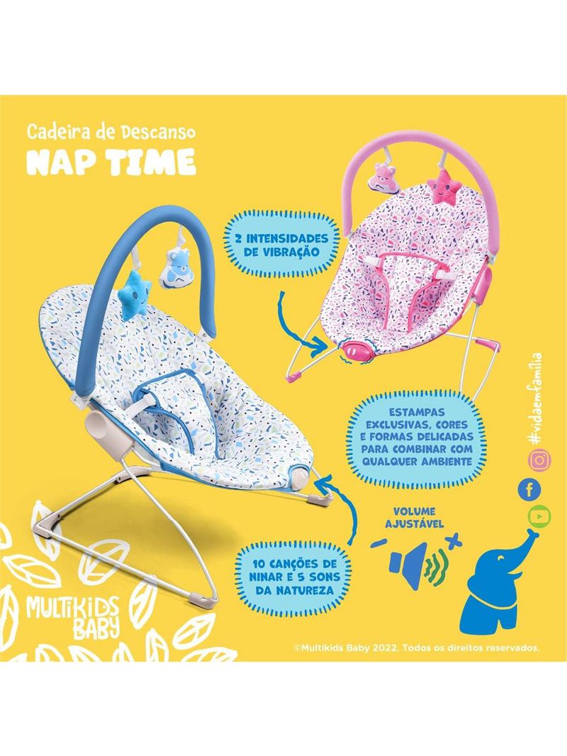 Cadeira de descanso nap time 0-11kgs azul multikids baby - bb218