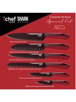 Conjunto de 6 facas polishop ichef special cut vermelha