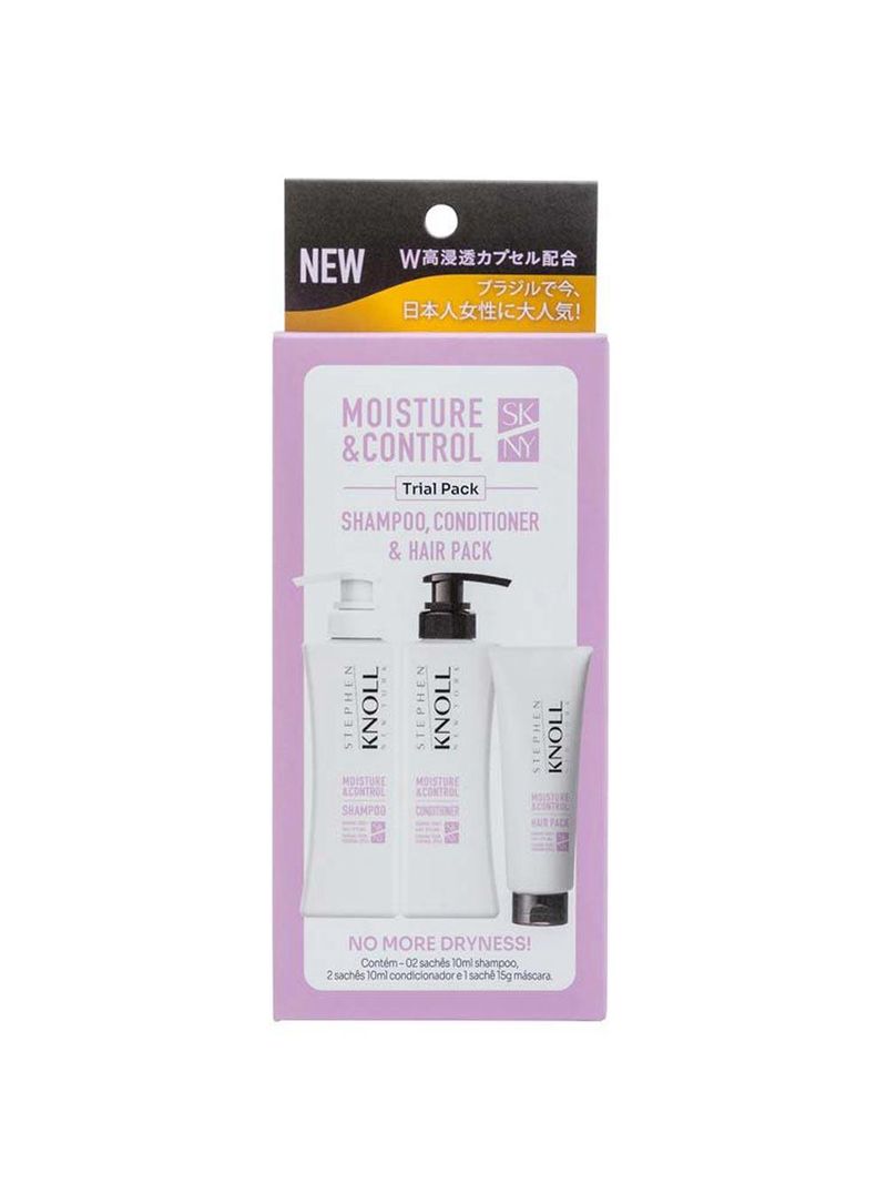 Stephen knoll moisture e control trial pack kit – shampoo + condicionador + máscara
