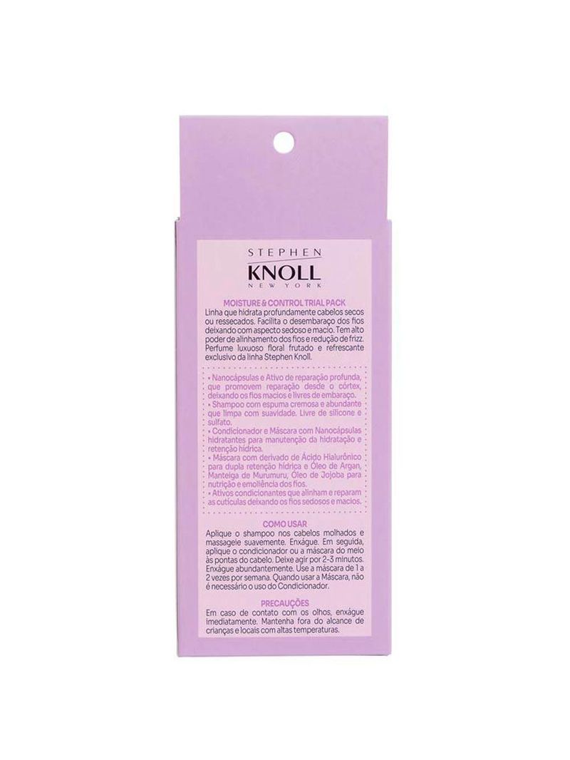 Stephen knoll moisture e control trial pack kit – shampoo + condicionador + máscara
