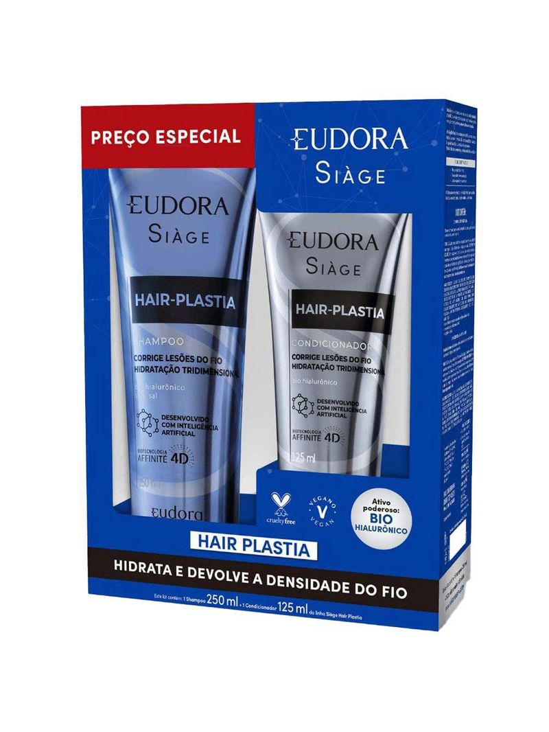 Eudora siage hair plastia kit shampoo + condicionador