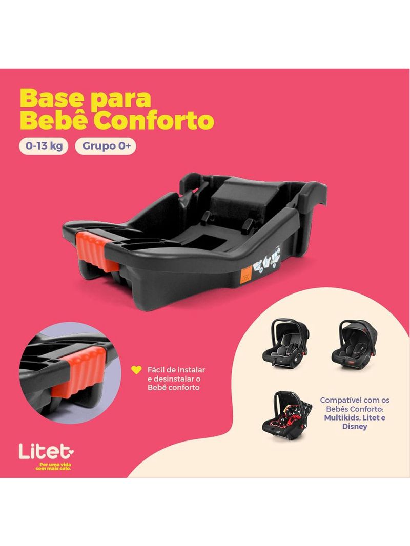 Base para bebê conforto 0-13kg preta litet - bb534