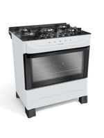 Fogão Mueller Branco 5 Bocas Com Mesa De Vidro Mfv5bb