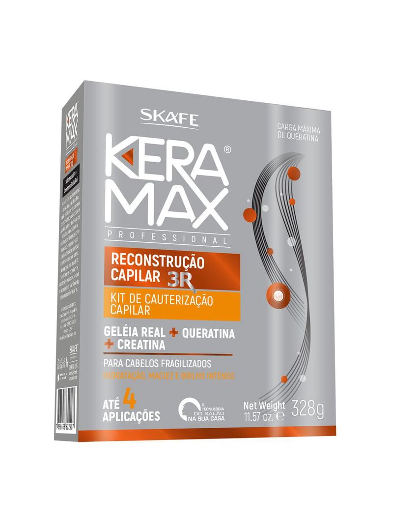 Skafe reconstrução capilar 3r cauterização kit - shampoo + concentrado + condicionador + leave-in