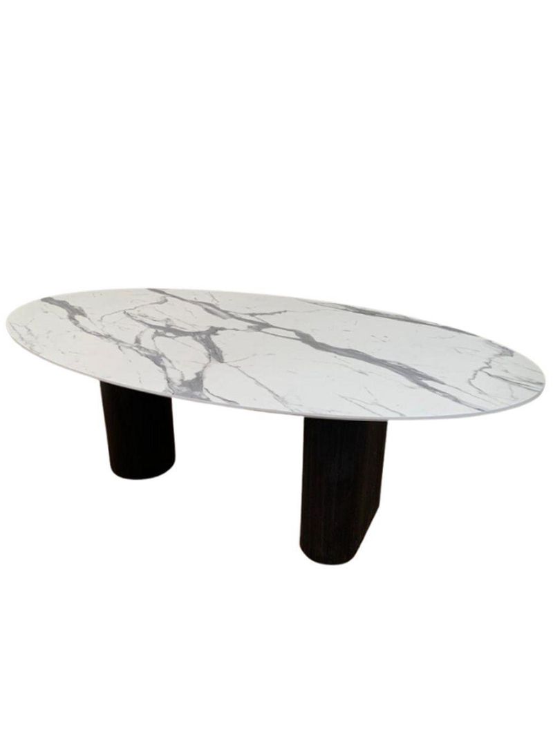 Mesa De Jantar Oval Dupla 180x100cm Madeira Ebano