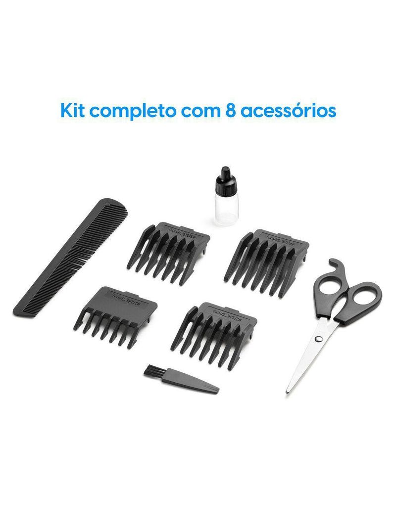 Máquina De Cortar Cabelo Studio Men - 2 Em 1 Cabelo E Barba Lâminas Em Aço Inox Acessórios 110V