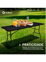 Mesa Dobrável Gallant Vira Maleta Portátil 1,80m Preto com Alça (GMD22A01A-PT)