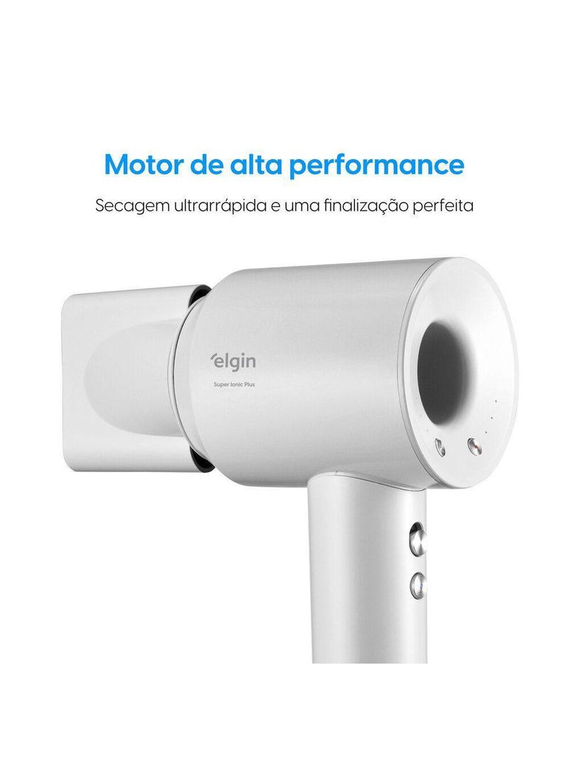 Secador De Cabelo Super Ionic 1700W Branco Motor BLDC 3 Temperaturas Jato Frio Com Difusor 110V
