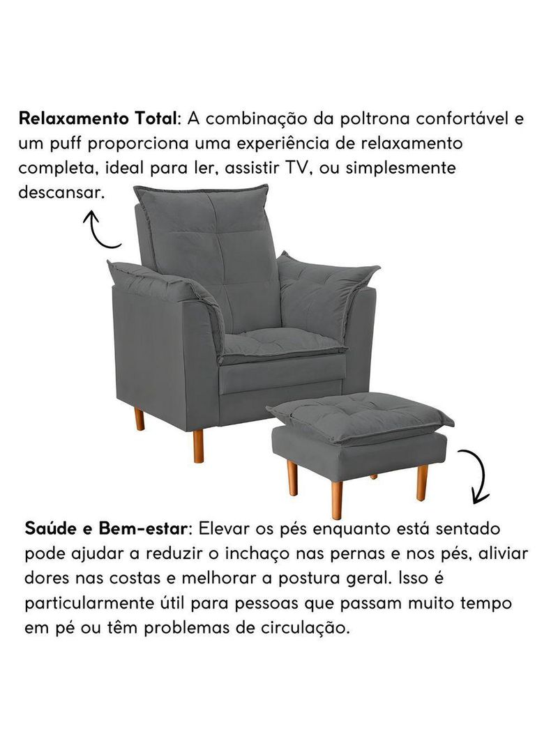 Poltrona Decorativa Sala De Estar Quarto Leitura Paris Suede Cinza