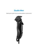 Máquina De Cortar Cabelo Studio Men - 2 Em 1 Cabelo E Barba Lâminas Em Aço Inox Acessórios 220V