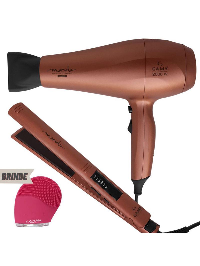 Kit prancha led e secador de cabelo marula + brinde bivolt