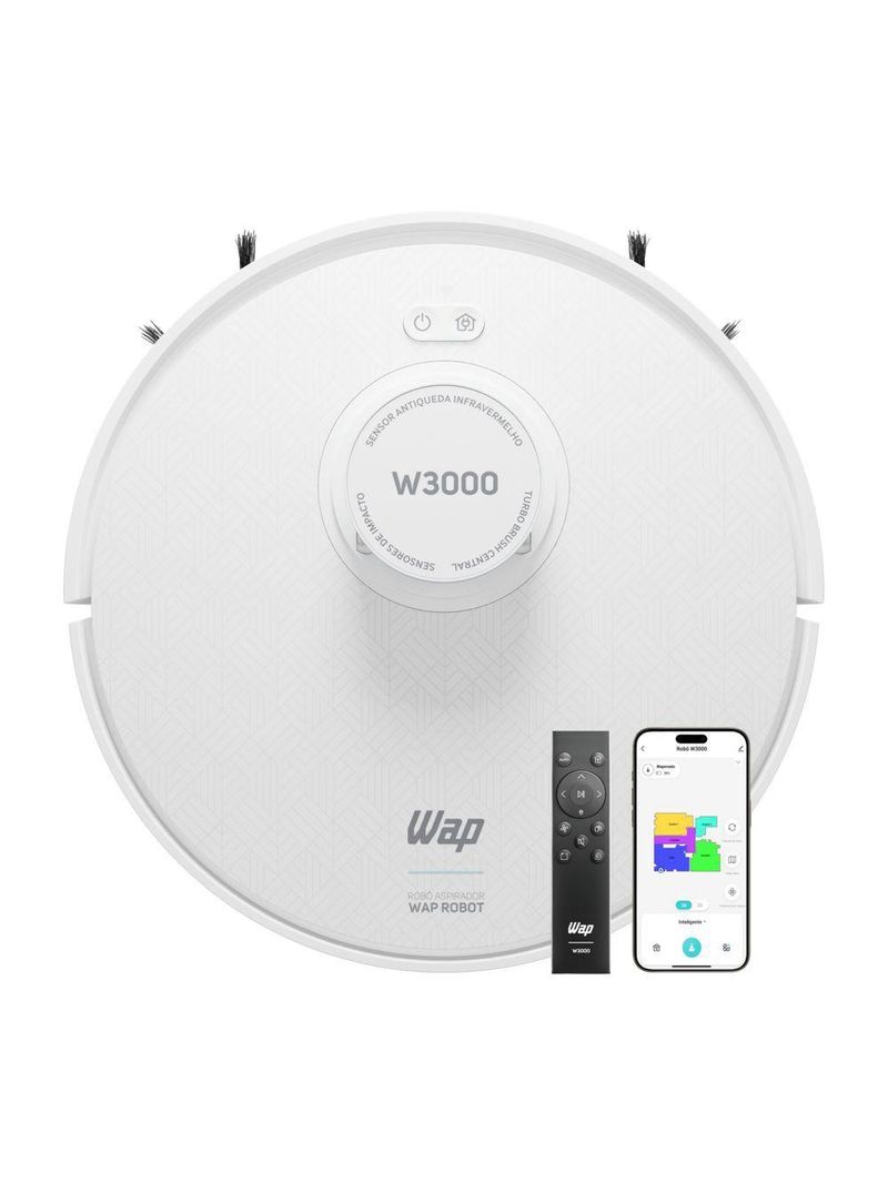 Aspirador De Pó Robo WAP Robot W3000 3 Em 1 Smart Bivolt
