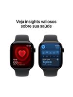 Apple watch series 11 gps 46mm preto brilhante pulseira p/m esportiva preta