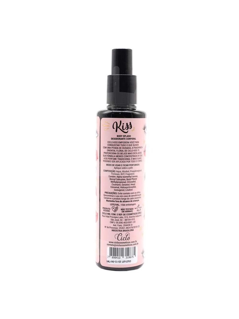 Body splash kiss ciclo cosméticos