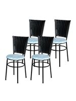 4 Cadeiras Preta Para Mesa Hawai Preta Assento Floral Gelo
