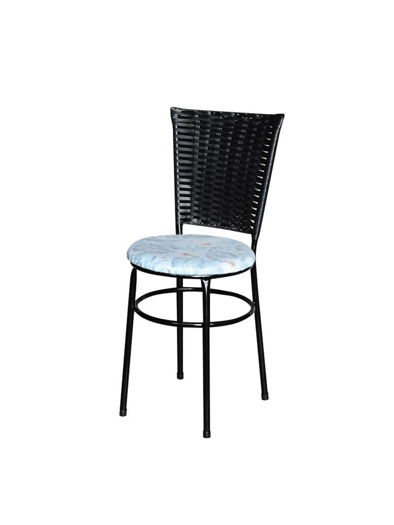 4 Cadeiras Preta Para Mesa Hawai Preta Assento Floral Gelo