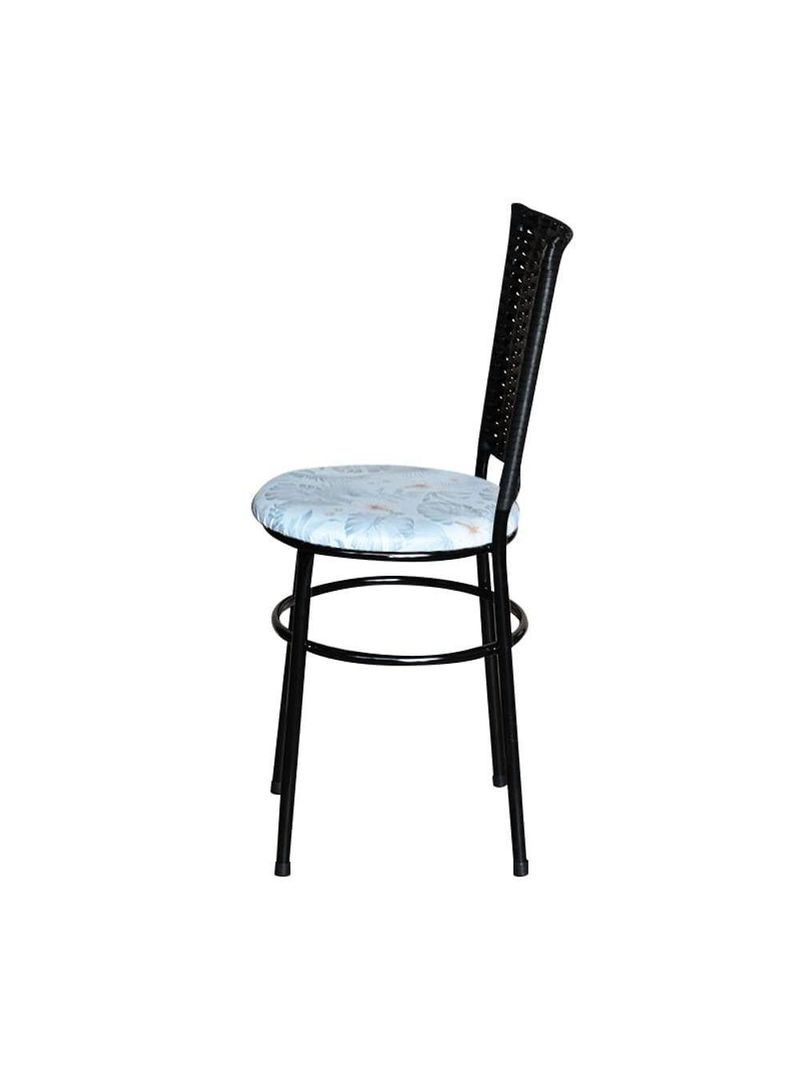 4 Cadeiras Preta Para Mesa Hawai Preta Assento Floral Gelo