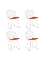 Kit 4 Cadeiras Bertoia Branca Com Assento Cobre