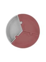 Prato infantil de silicone encaixe puzzle velvet rose e cinza - minikoioi