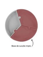 Prato infantil de silicone encaixe puzzle velvet rose e cinza - minikoioi