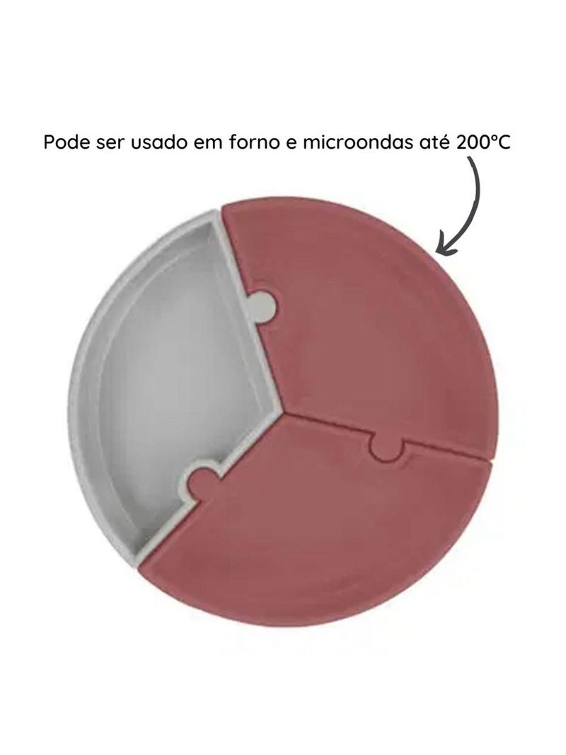 Prato infantil de silicone encaixe puzzle velvet rose e cinza - minikoioi