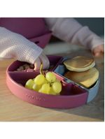Prato infantil de silicone encaixe puzzle velvet rose e cinza - minikoioi