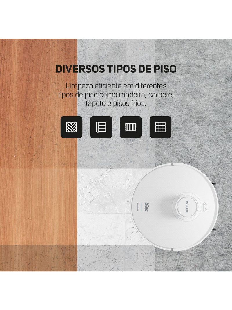 Aspirador De Pó Robo WAP Robot W3000 3 Em 1 Smart Bivolt