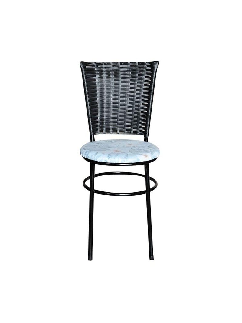 4 Cadeiras Preta Para Mesa Hawai Preta Assento Floral Gelo