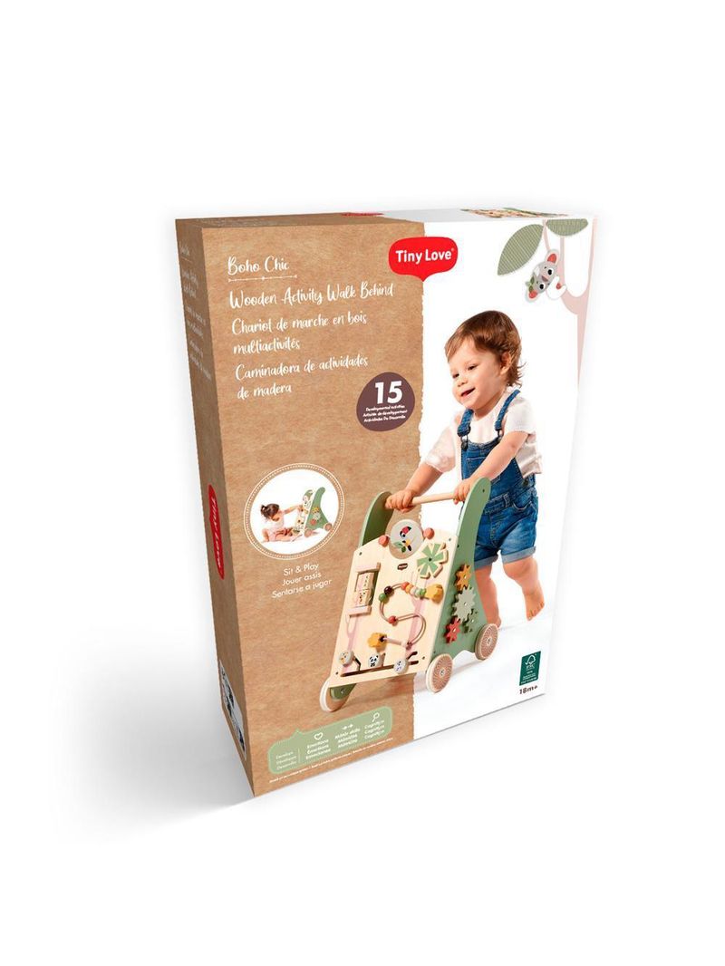 Andador multifuncional de madeira boho chic - tiny love