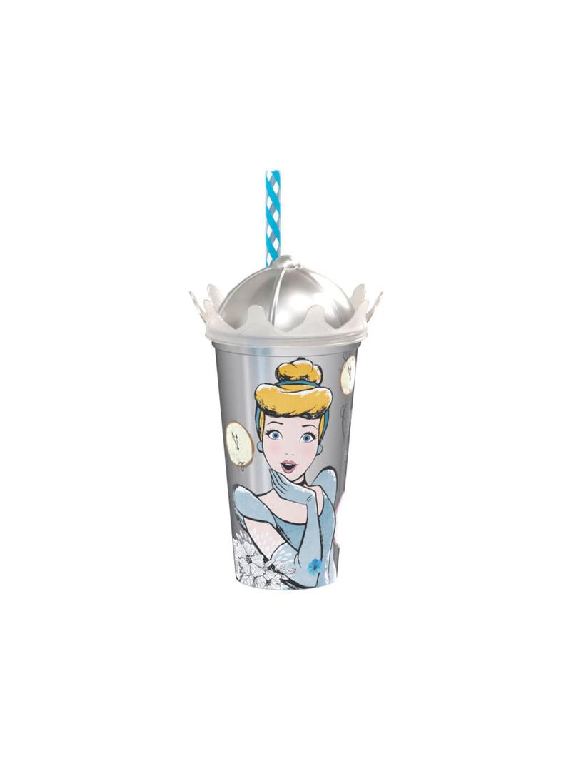 Conjunto cinderela shake copo canudo coroa  e caneca pintar