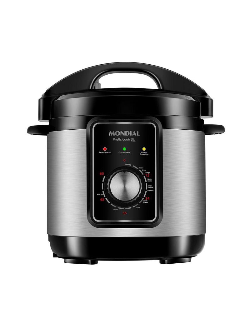 Panela De Pressão Elétrica Mondial Pratic Cook 3l Premium Panela Elétrica De Pressão-127v-preto/inox