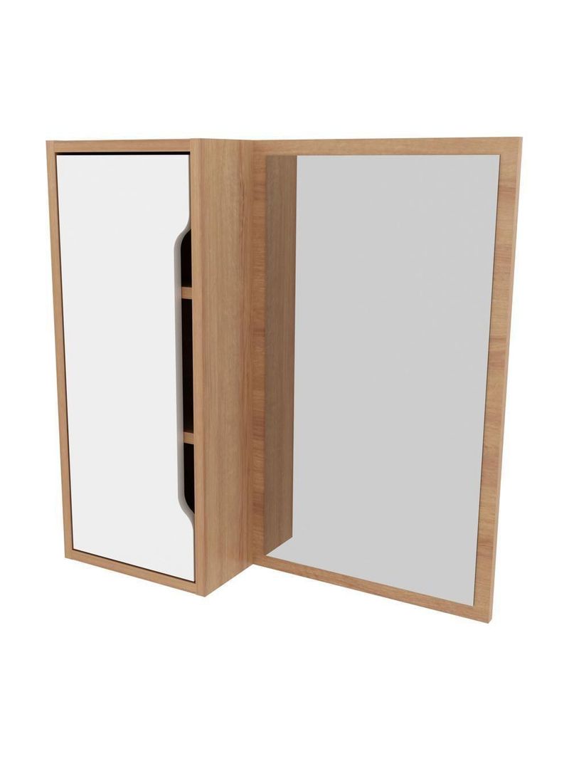 Espelheira Banheiro 60cm 1 Porta Cr10117 Amêndoa-branco