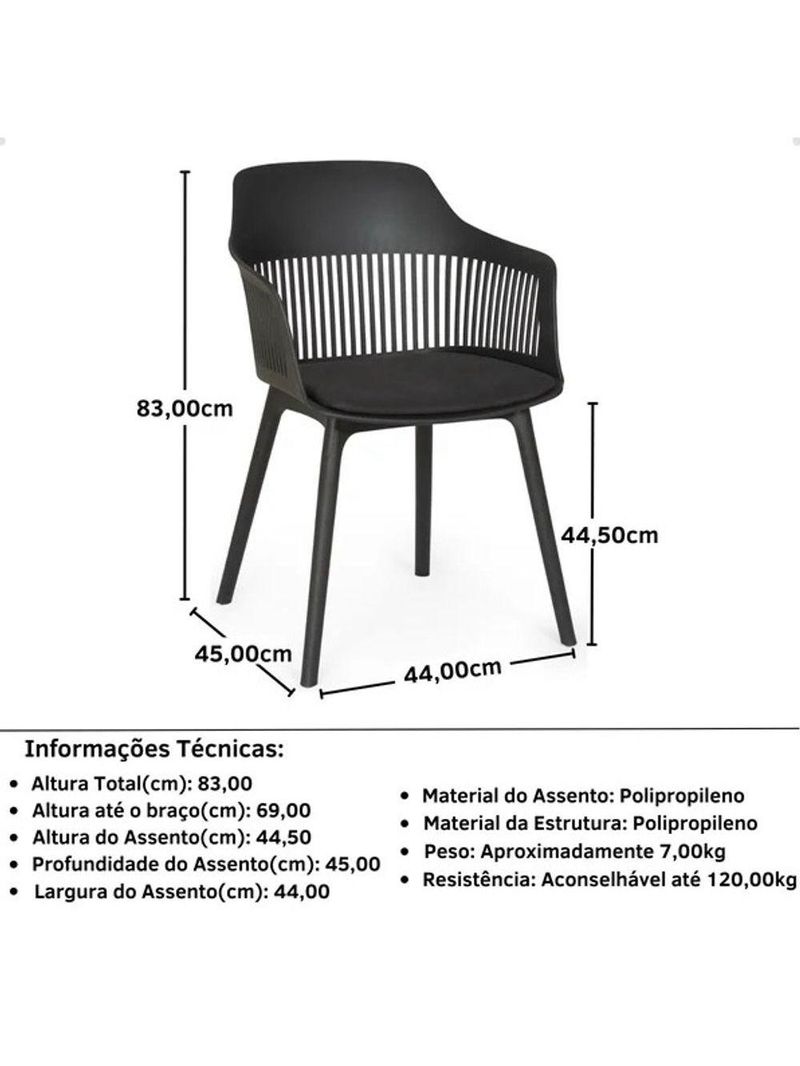 Kit 10 Cadeiras De Jantar Estofada Marcela - Preto