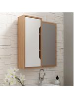 Espelheira Banheiro 60cm 1 Porta Cr10117 Amêndoa-branco