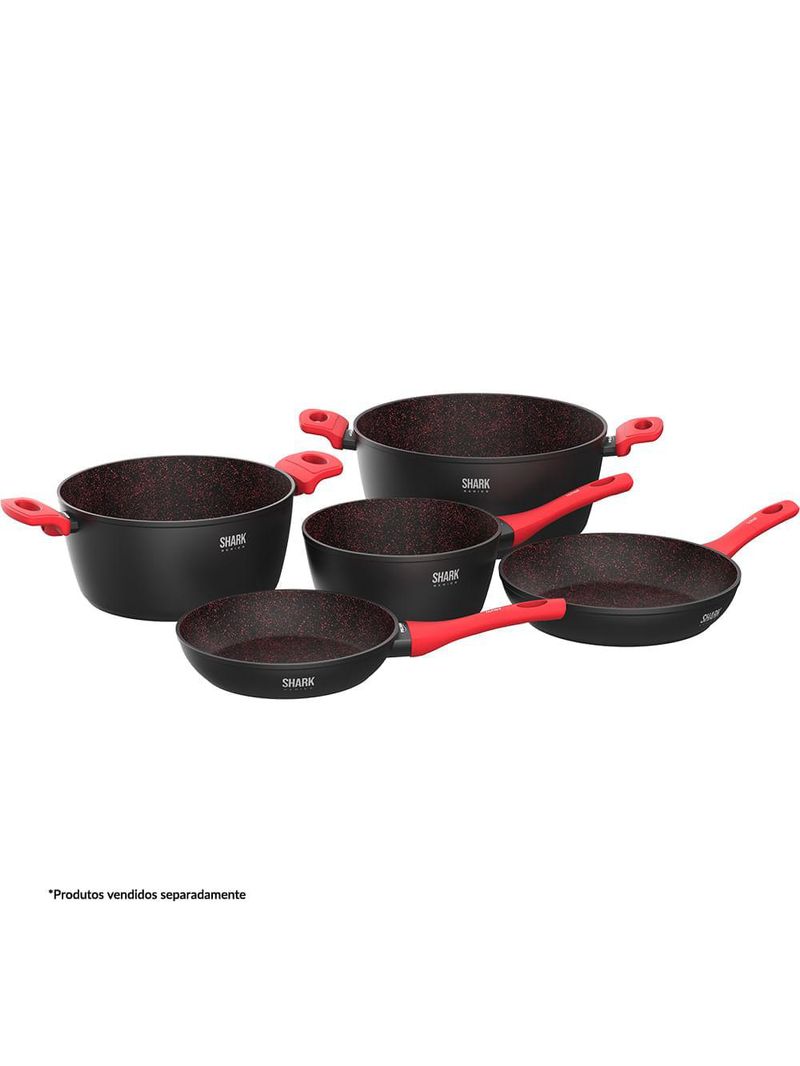 Panela polishop ichef home family size shark series vermelha 24cm